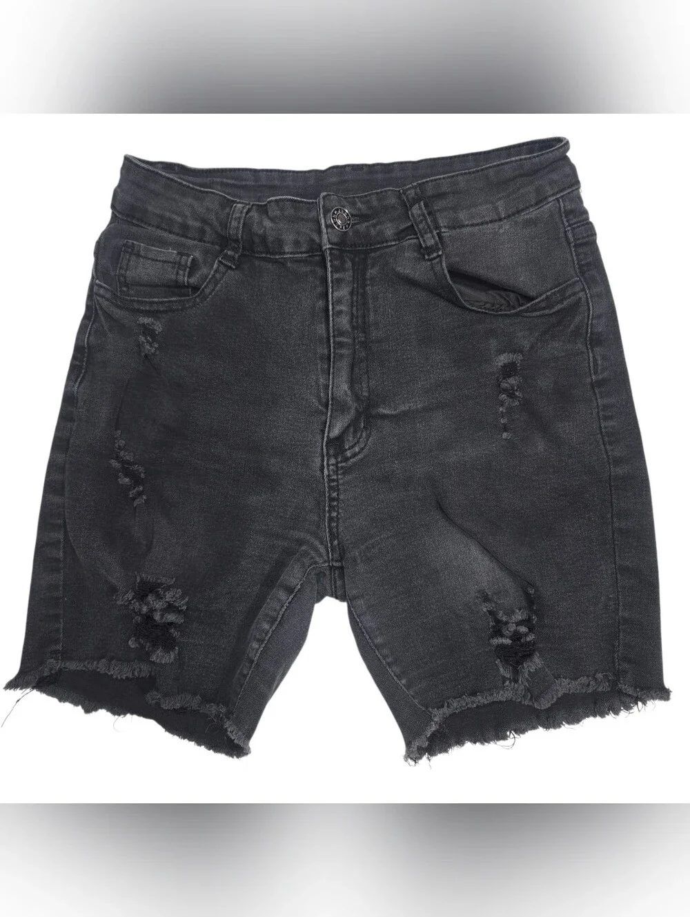 SHEIN Black Ripped Men's Denim Shorts. Size S